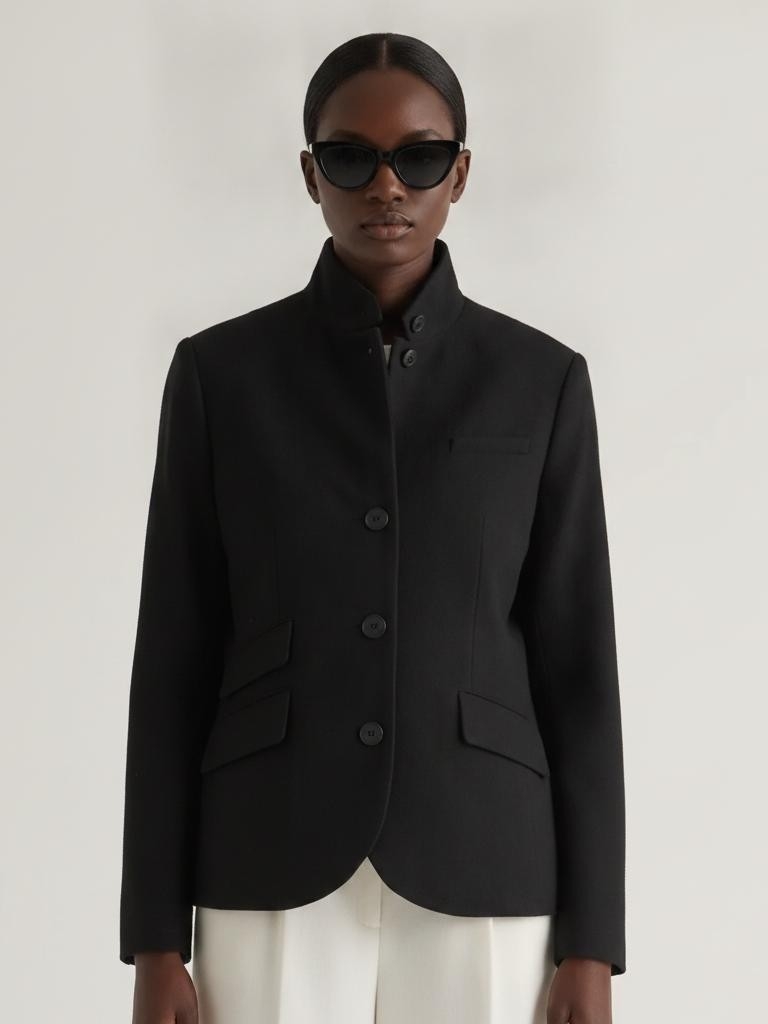 Quince Italian Wool Stand Collar Blazer Xs